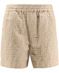 Fendi - Ff Cotton And Linen Shorts-Donna - Lyst