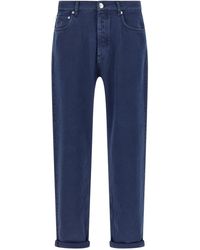 Brunello Cucinelli - Garment-Dyed Denim Jeans Blu-Uomo - Lyst