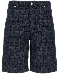 Fendi - Bermuda Jeans Jacquard Ff - Lyst