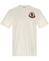 Moncler - Flocked Logo T Shirt Bianco-Uomo - Lyst