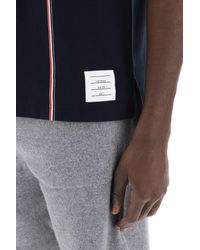 Thom Browne - Crewneck T Shirt With Tricolor Intarsia - Lyst