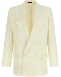 Gucci - Double-Breasted Technical Panama Blazer Bianco-Uomo - Lyst