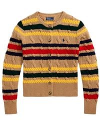 Polo Ralph Lauren - Cable-Knit Striped-Pattern Cardigan - Lyst