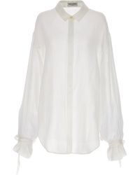 Saint Laurent - Striped Silk Shirt Camicie Bianco - Lyst