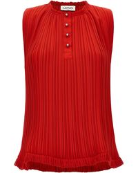 Lanvin - Pleated Top Top Rosso - Lyst