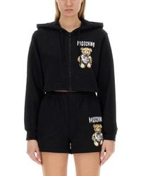 Moschino - Cropped Sweatshirt With Playful Teddy Bear Logo - Lyst