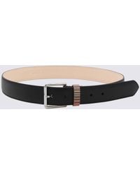 Paul Smith - Cintura in pelle nera con passante rigato - Lyst