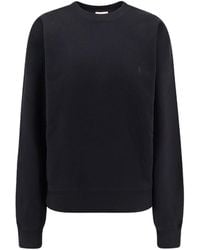 Saint Laurent - Certified Cotton Sweatshirt With Cassandre Embroidery-Donna - Lyst