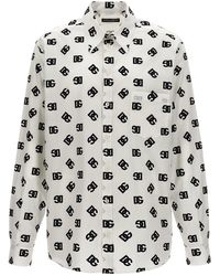 Dolce & Gabbana - All Over Logo Shirt Camicie Bianco/Nero - Lyst
