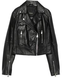 Pinko - Leather Outerwears Black - Lyst