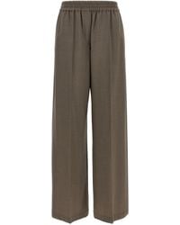 Brunello Cucinelli - Wool Pantaloni Grigio-Donna - Lyst