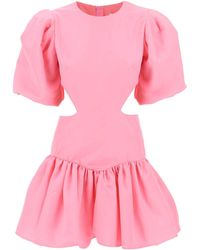 MSGM - Mini Dress With Balloon Sleeves And Cut-outs - Lyst