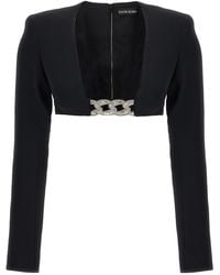 David Koma - 3d Crystsal Chain And Square Neck Tops Black - Lyst