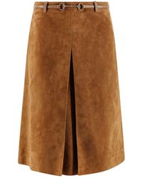 Gucci - Suede Skirt With Horsebit Detail - Lyst