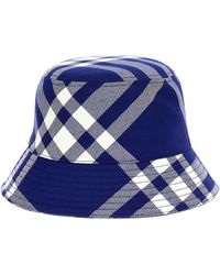 Burberry - Bucket Hat Check Cappelli Blu - Lyst
