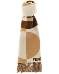 Fendi - Cashmere Wool Scarf Sciarpe Marrone-Donna - Lyst