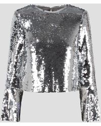 Self-Portrait - Sequin Flared Sleeve Top - Lyst
