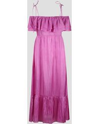 THE ROSE IBIZA - Ruffled Silk Long Dress - Lyst