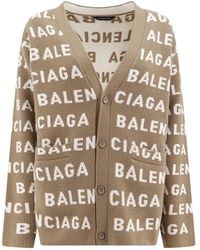 Balenciaga - Cardigan logo in lana - Lyst
