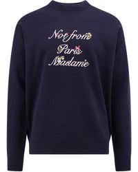 Drole de Monsieur - Merino Wool Sweater With Frontal Embroidery - Lyst