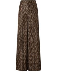 Fendi - Pantaloni Gamba Ampia Con Piega Stirata - Lyst