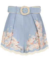 Zimmermann - Light Cascadian Tuck Ramie Shorts-Donna - Lyst