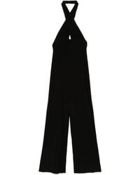 Norma Kamali - 'Cross Halter Straight Leg' Jumpsuit - Lyst