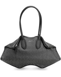 McQueen - Manta Leather Shoulder Bag With All-Over Metal Details - Lyst