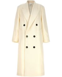 Ami Paris - Double-Breasted Coat Trench E Impermeabili Bianco - Lyst
