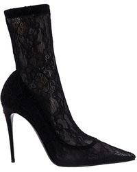 Dolce & Gabbana - Lollo Lace And Leather Ankle Boots - Lyst