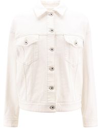 Brunello Cucinelli - Cotton Jacket With Stitching And Monili Detail - Lyst