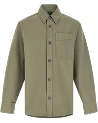 A.P.C. - Logo Embroidery Shirt Camicie Verde-Uomo - Lyst