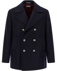 Brunello Cucinelli - Double Flannel Caban Coats And Trench Coats - Lyst
