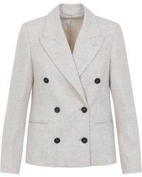 Brunello Cucinelli - Double Breasted Virgin Wool Jacket-Donna - Lyst