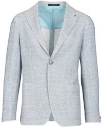 Tagliatore - Cotton And Linen Jersey Blazer Jackets Light - Lyst