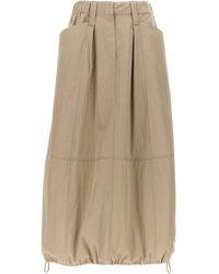 Brunello Cucinelli - Drawstring Skirt At The Hem Gonne Beige - Lyst