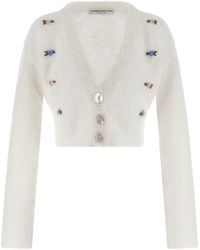 Alessandra Rich - Carded Mohair Maglioni Bianco-Donna - Lyst