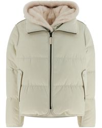 Army by Yves Salomon - Fur Insert Cropped Down Jacket Puffer Jackets White - Lyst