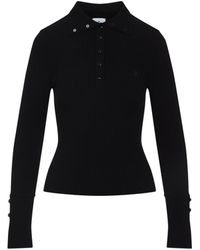 Courreges - Classic Ribbed Viscose Polo-Donna - Lyst