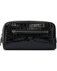 Tom Ford - Crocodile Print Leather Beauty Case Pouch Nero-Uomo - Lyst