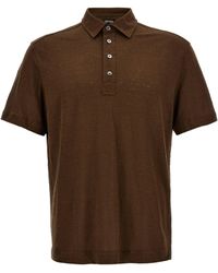 Zegna - Linen Shirt Polo Marrone - Lyst