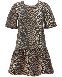 Ganni - Animal Print Denim Dress Abiti Multicolor - Lyst