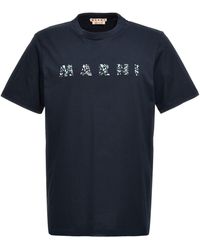 Marni - Logo T Shirt Blu - Lyst