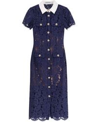 Self-Portrait - Self Portrait Lace Midi Dress With Jewel Button - Lyst