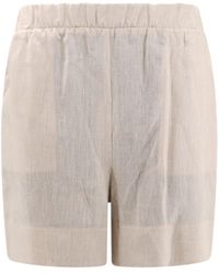 MVP WARDROBE - Linen Shorts With Lateral Frayed Profiles - Lyst