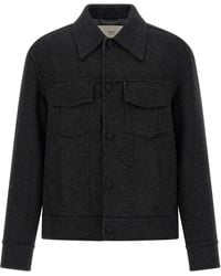 Ami Paris - Lenci Cloth Overshirt Puffer Jackets Grigio-Uomo - Lyst