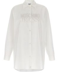 MO5CH1NO JEANS - MOSCHINO - Logo Print Shirt Camicie Bianco-Donna - Lyst