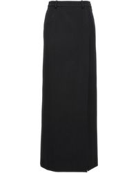 Balenciaga - Long Wool Skirt Gonne Nero - Lyst