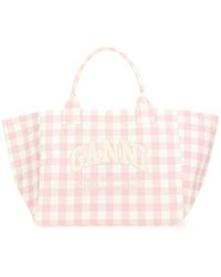 Ganni - "Vicky Check Xxl" Tote Bag - Lyst