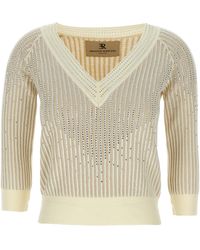 Ermanno Scervino - Rhinestone-Embellished Cotton Sweater - Lyst